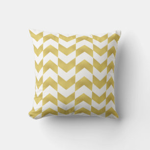 Herringbone-Muster Gold und weißes Kissen