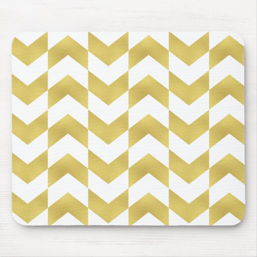 Herringbone Muster Gold & White Mousepad (Vorne)