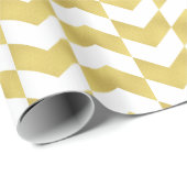 Herringbone Muster Gold & White Wrapping Paper Geschenkpapier (Rolleneckpunkt)