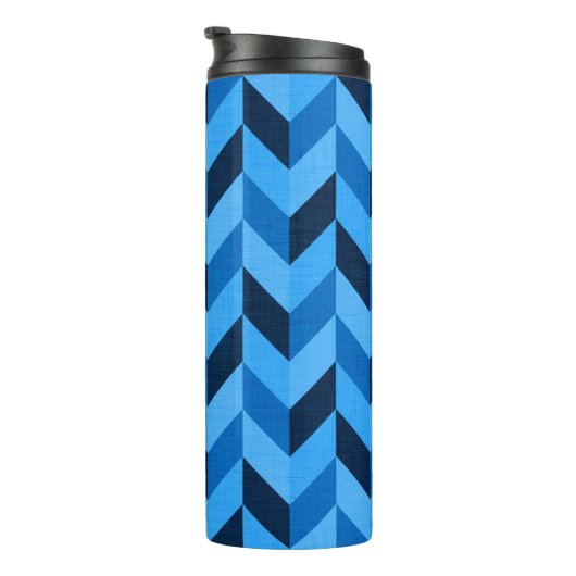 Herringbone-Muster in blau Thermosbecher (Nach rechts gedreht)