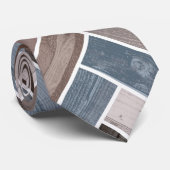 Herringbone-Muster in Blue Brown Grau Krawatte (Gerollt)