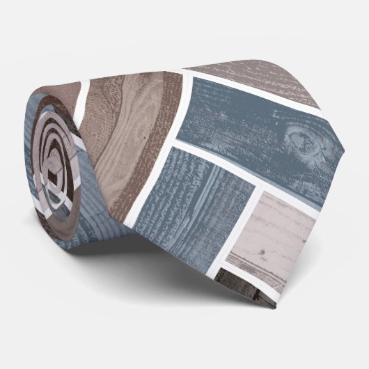 Herringbone-Muster in Blue Brown Grau Krawatte (Gerollt)