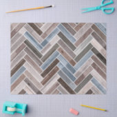 Herringbone-Muster in Blue Brown Grau Seidenpapier (Basteln)