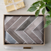 Herringbone-Muster in Blue Brown Grau Seidenpapier (Geschenk)