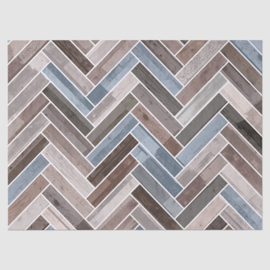 Herringbone-Muster in Blue Brown Grau Seidenpapier (Vorderseite)