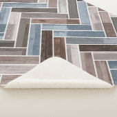 Herringbone-Muster in Blue Brown Grau Sherpadecke (3/4)