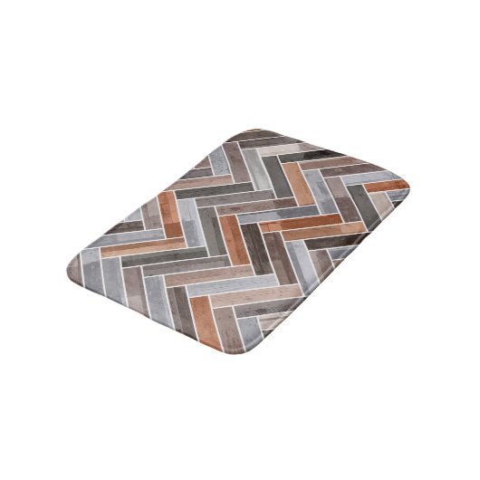 Herringbone-Muster in den Erdfelsenfarben Badematte (Schrägansicht)