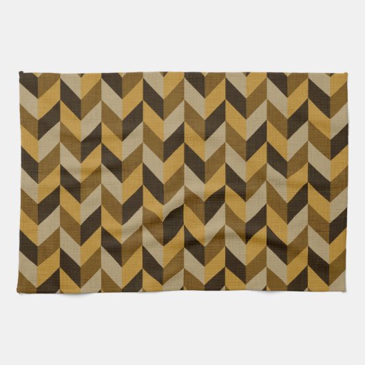 Herringbone-Muster in golden & braun Geschirrtuch (Horizontal)
