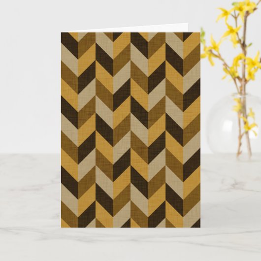 Herringbone-Muster in golden & braun Karte (Gelbe Blume)