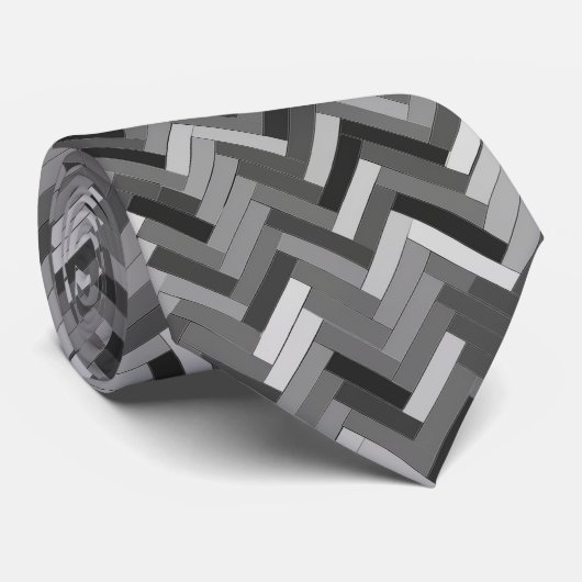 Herringbone-Muster in Grautönen Krawatte (Gerollt)