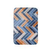 Herringbone-Muster in Navy Blue und Orange Badematte (Vorderseite Vertikal)