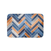 Herringbone-Muster in Navy Blue und Orange Badematte (Vorderseite)