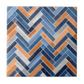 Herringbone-Muster in Navy Blue und Orange Fliese (Vorderseite)