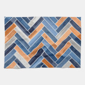 Herringbone-Muster in Navy Blue und Orange Geschirrtuch (Horizontal)