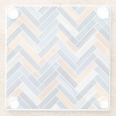 Herringbone-Muster in Navy Blue und Orange Glasuntersetzer (Rückseite)