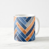 Herringbone-Muster in Navy Blue und Orange Kaffeetasse (VorderseiteRechts)