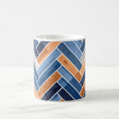 Herringbone-Muster in Navy Blue und Orange Kaffeetasse (Mittel)