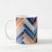 Herringbone-Muster in Navy Blue und Orange Kaffeetasse (Links)