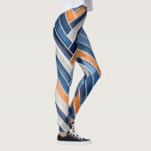 Herringbone-Muster in Navy Blue und Orange Leggings (Rechts)