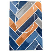 Herringbone-Muster in Navy Blue und Orange Mittlere Geschenktüte (Vorderseite)