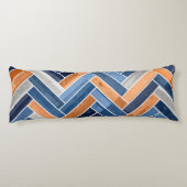 Herringbone-Muster in Navy Blue und Orange Seitenschläferkissen (Rückseite)