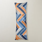 Herringbone-Muster in Navy Blue und Orange Seitenschläferkissen (Rückseite (Vertikal))