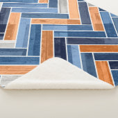 Herringbone-Muster in Navy Blue und Orange Sherpadecke (3/4)