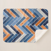 Herringbone-Muster in Navy Blue und Orange Sherpadecke (Vorderseite (Horizontal))
