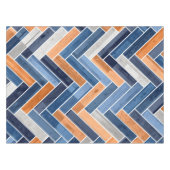 Herringbone-Muster in Navy Blue und Orange Tischdecke (Vorderseite (Horizontal))