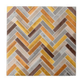 Herringbone-Muster in Orange Brown Gray Fliese (Vorderseite)