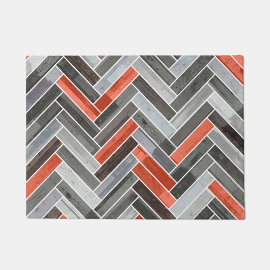 Herringbone-Muster in Orange Gray Fußmatte (Vorderseite)