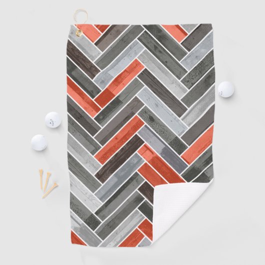 Herringbone-Muster in Orange Gray Golfhandtuch (Insitu)