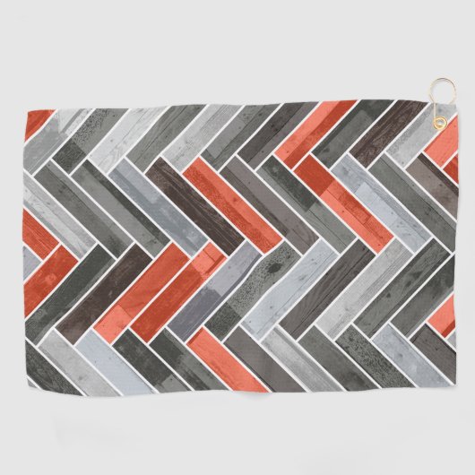 Herringbone-Muster in Orange Gray Golfhandtuch (Horizontal)