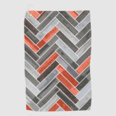 Herringbone-Muster in Orange Gray Golfhandtuch (Vorderseite)