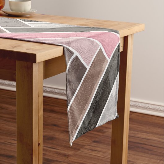 Herringbone-Muster in rosa Grau Kurzer Tischläufer (Beispiel)