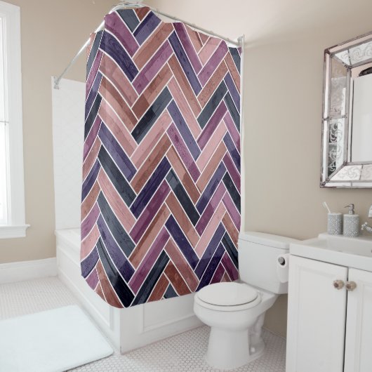Herringbone-Muster Lila Duschvorhang (Beispiel)