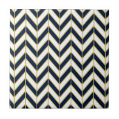 Herringbone-Muster-Pillow in Navy, White und Gold Fliese (Vorderseite)
