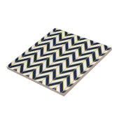 Herringbone-Muster-Pillow in Navy, White und Gold Fliese (Seite)