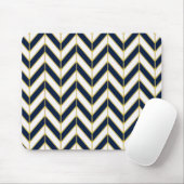 Herringbone-Muster-Pillow in Navy, White und Gold Mousepad (Mit Mouse)