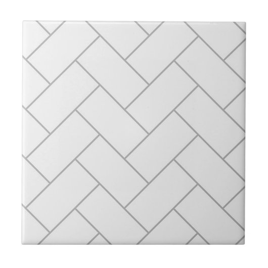 Herringbone Muster Weiße Keramik Tile Fliese (Vorderseite)