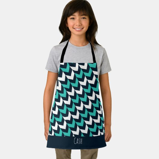 Herringbone Navy Blue Minimal Muster Schürze (Insitu)