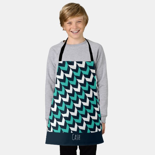 Herringbone Navy Blue Minimal Muster Schürze (Getragen)