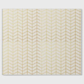 Herringbone Pattern Faux Gold Foil Ivory Geometric Geschenkpapier (Flach)