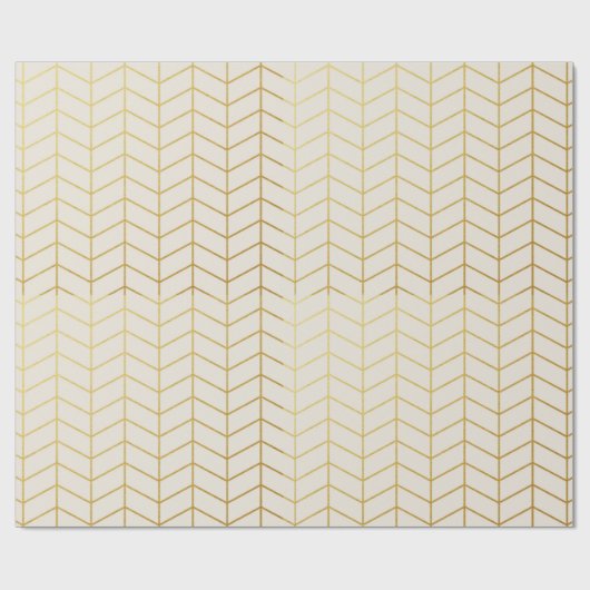 Herringbone Pattern Faux Gold Foil Ivory Geometric Geschenkpapier (Flach)