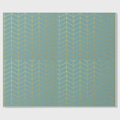 Herringbone Pattern Faux Gold Foil Teal Geometric Geschenkpapier (Flach)