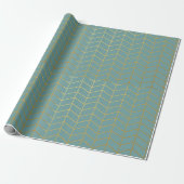 Herringbone Pattern Faux Gold Foil Teal Geometric Geschenkpapier (Ungerollt)