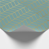 Herringbone Pattern Faux Gold Foil Teal Geometric Geschenkpapier (Ecke)