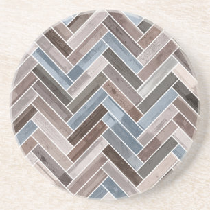 Herringbone Pattern in Blue Brown Grey Getränkeuntersetzer