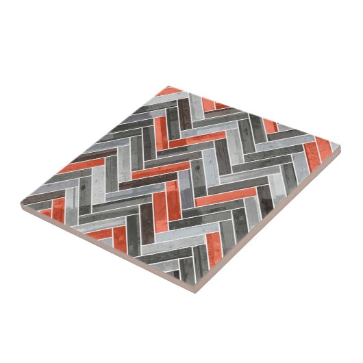 Herringbone Pattern in Orange Grey Fliese (Seite)