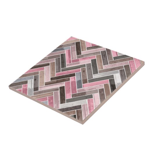 Herringbone Pattern in Pink Grey Fliese (Seite)